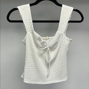 See You Monday White Textured Tank Top